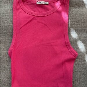 Zara Fuchsia Ribbed Sleeveless Top